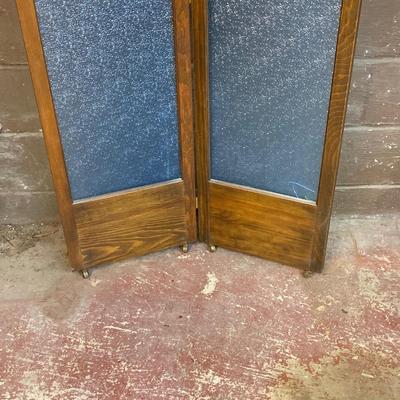 LOT 221: Vintage Wooden Folding Door / Cabinet with Panels / Inserts for Repurposing or Repair