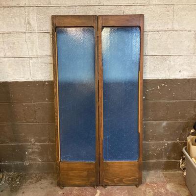 LOT 221: Vintage Wooden Folding Door / Cabinet with Panels / Inserts for Repurposing or Repair