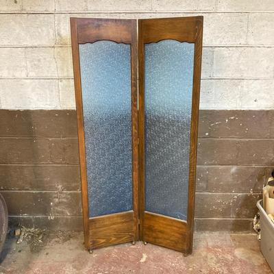 LOT 221: Vintage Wooden Folding Door / Cabinet with Panels / Inserts for Repurposing or Repair