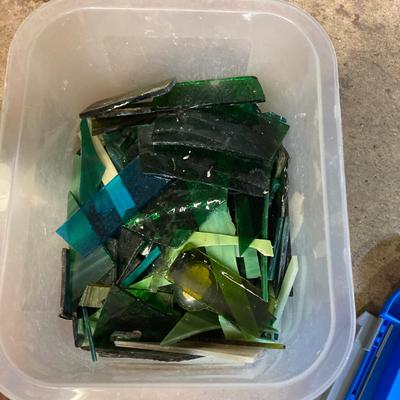 LOT 223: Large Collection of Mosaic Art Glass Pieces in Storage Totes
