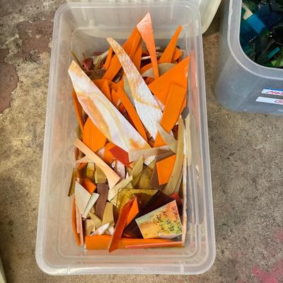 LOT 223: Large Collection of Mosaic Art Glass Pieces in Storage Totes