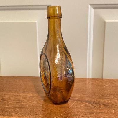 LOT 224: Tri-Fold Drop Leaf Wooden Accent Table with Wheaton Glass Martin Luther King and 1972 Republican Decorative Collectible Bottles