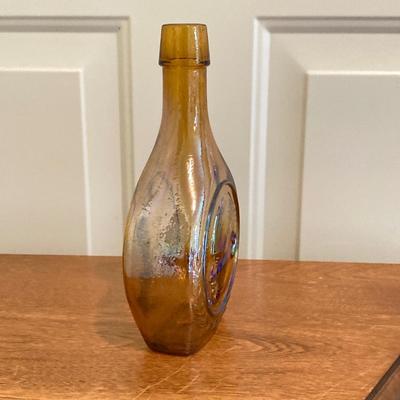 LOT 224: Tri-Fold Drop Leaf Wooden Accent Table with Wheaton Glass Martin Luther King and 1972 Republican Decorative Collectible Bottles