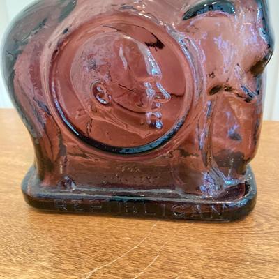 LOT 224: Tri-Fold Drop Leaf Wooden Accent Table with Wheaton Glass Martin Luther King and 1972 Republican Decorative Collectible Bottles