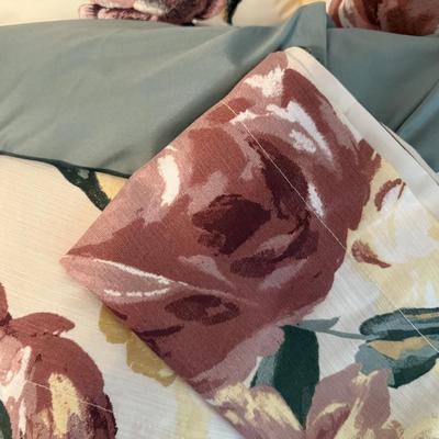 Queen comforter, pillow, shams, bed shirt