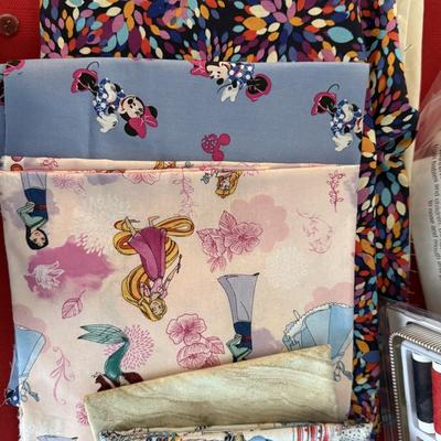 Quilting material, buttons, thread, plus