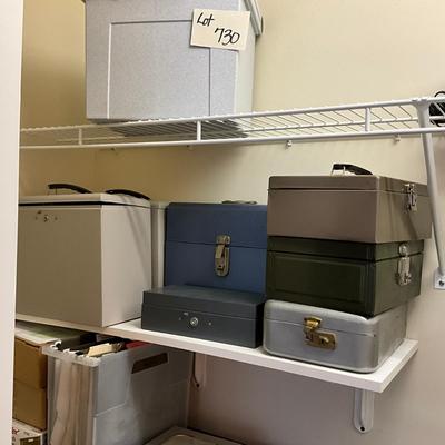 734 Set of Seven Metal File and Cash Drawer Boxes