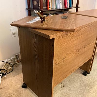754 Pair Of Pressed Wood Rolling Desk With Drop Leaf