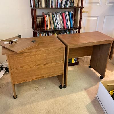 754 Pair Of Pressed Wood Rolling Desk With Drop Leaf