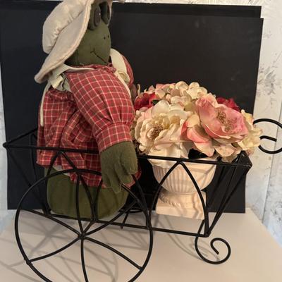 Plush Frog in Iron Cart