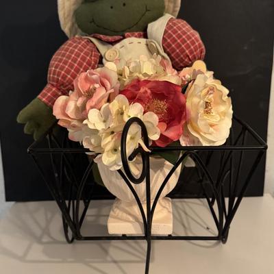Plush Frog in Iron Cart