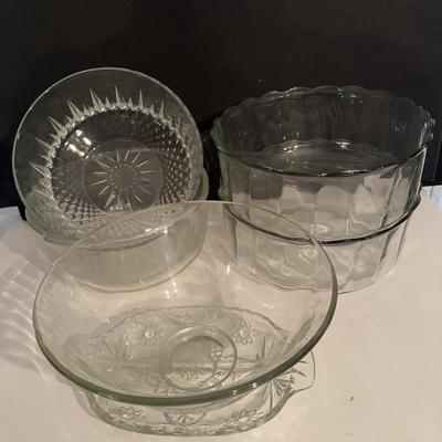 Glass bowls and relish dish
