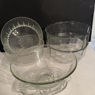 Glass bowls and relish dish