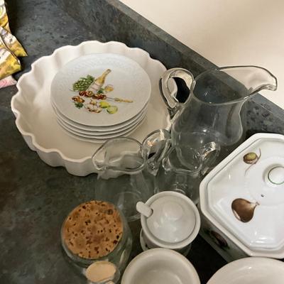 780 Lot of French Plates, Hall Bowls, Rooster Bowls