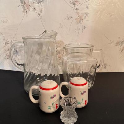 Salt and pepper, shakers, and pitchers