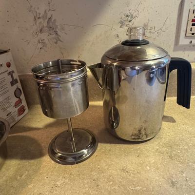 Apple corer single hamburger press percolator