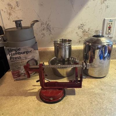 Apple corer single hamburger press percolator