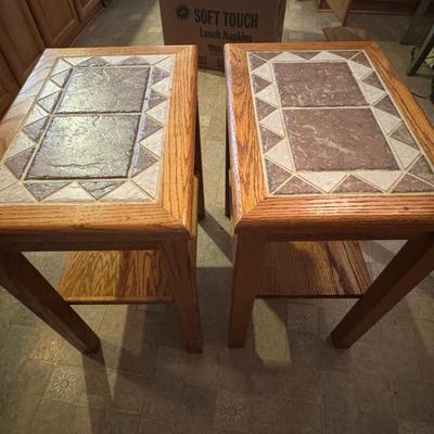 2 Tile top side tables