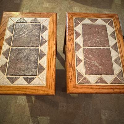 2 Tile top side tables
