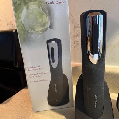 Electric wine opener and Igloo thermos