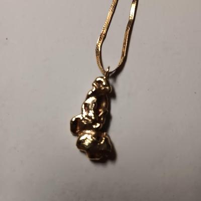 14K GOLD NUGGET ON 14K CHAIN 10.13g