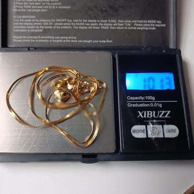 14K GOLD NUGGET ON 14K CHAIN 10.13g