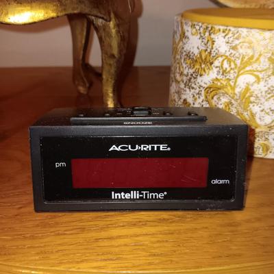 2 SMALLER JEWELRY BOXES AND AN ALARM CLOCK