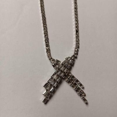 STERLING SILVER AND RHINESTONE NECKLACE