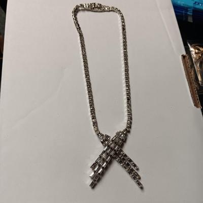 STERLING SILVER AND RHINESTONE NECKLACE