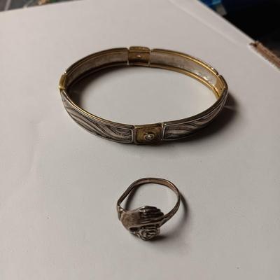 STERLING SILVER BRACELET AND RING 20.65g