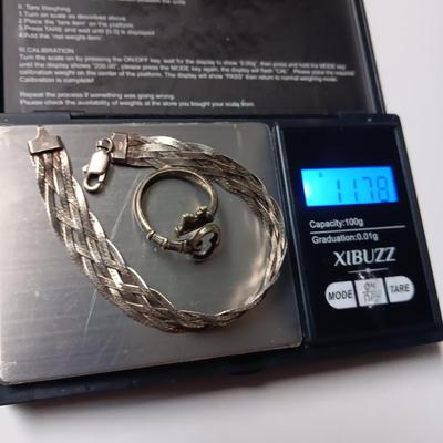 STERLING SILVER BRACELET AND RING 11.78g