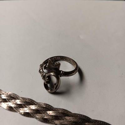 STERLING SILVER BRACELET AND RING 11.78g
