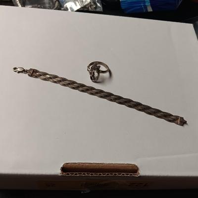 STERLING SILVER BRACELET AND RING 11.78g