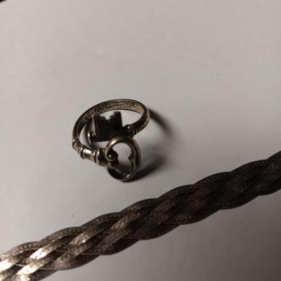 STERLING SILVER BRACELET AND RING 11.78g