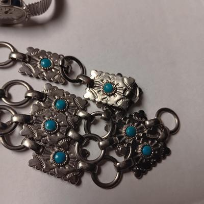 ELGIN WATCH AND A CONCHO BELT WITH FAUX TURQUOISE