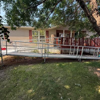 Aluminum Wheelchair ramp with a landing 38in wide 36 1/2 feet long then 8ft long then 20ft