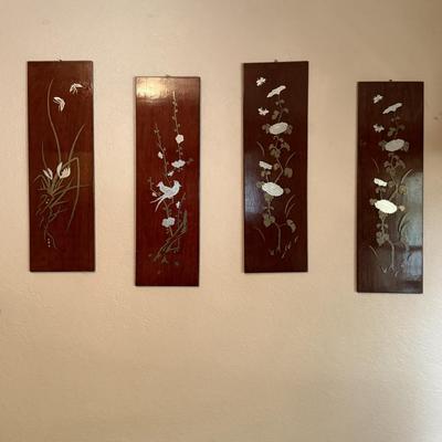 4 wooden Asian themed Wall Art