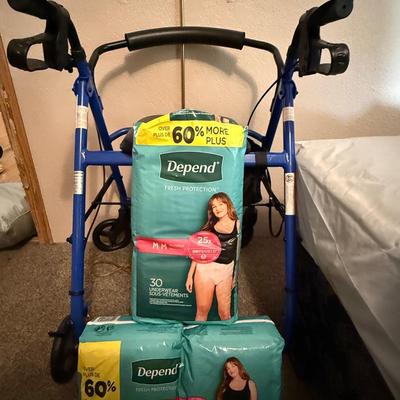 Walker and adult diapers