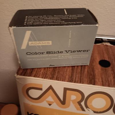 Kodak carousel projector, flash light and color slide viewer