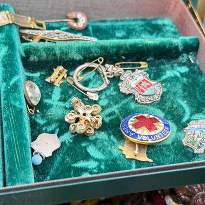 LOT 11K: Craft Jewelry Lot in Vintage Green Jewelry Box