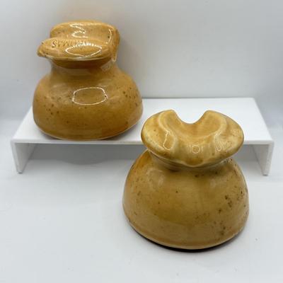 LOT 13K: Vintage Pottery Insulators - one marked Thomas