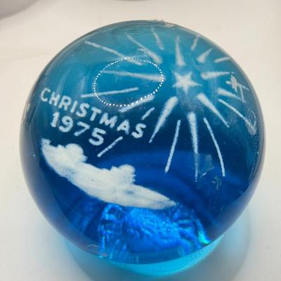 LOT 16K: Collection of Vintage Glass Paperweights incl. 1975 Christmas Blue Wheaton Village