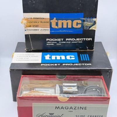 LOT 20L: Vintage TMC Pocket Projectors w/ Boxes & Magazine Airequipt Slide Changer