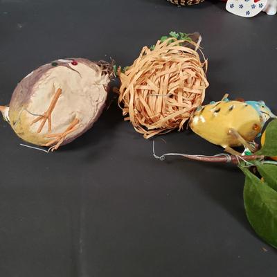 LOT 90P: Vintage Christmas Decorations; Radko, Hallmark, Clip on Beaded Birds, & More