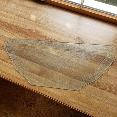 LOT 91P: Etched Glass Top Wooden Turned Leg Console Table