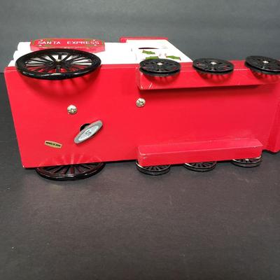 LOT 95P: Vintage Musical Wooden Christmas Trains with Mini Nutcrackers