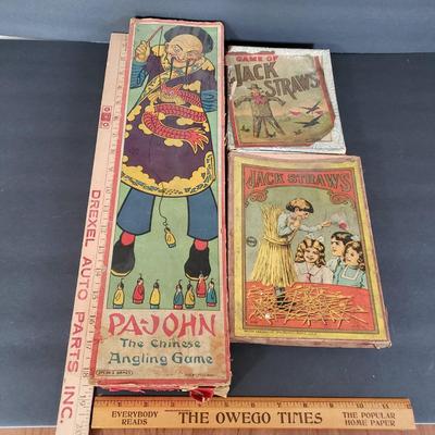 LOT 96L: Pa-John Chinese Angling Game with Milton Bradley Jack Straws & Royal Jack Straws