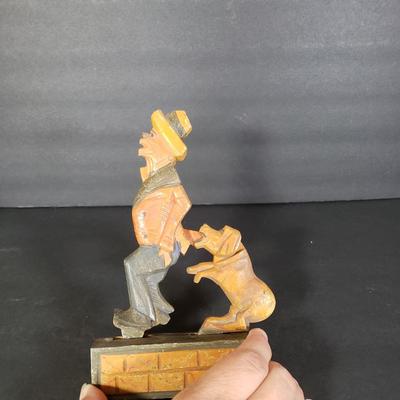 LOT 99L: Disney Fisher Price Pluto Pop Up, Monkey Jester Flip Toy, and Hand Carved Movable Wooden Toys