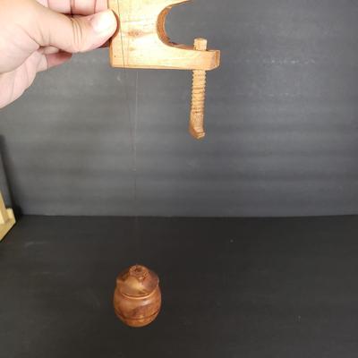 LOT 99L: Disney Fisher Price Pluto Pop Up, Monkey Jester Flip Toy, and Hand Carved Movable Wooden Toys