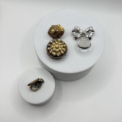 LOT 102J: Vintage Locket Pin, Coro Bow Pin & Goldtone Locket